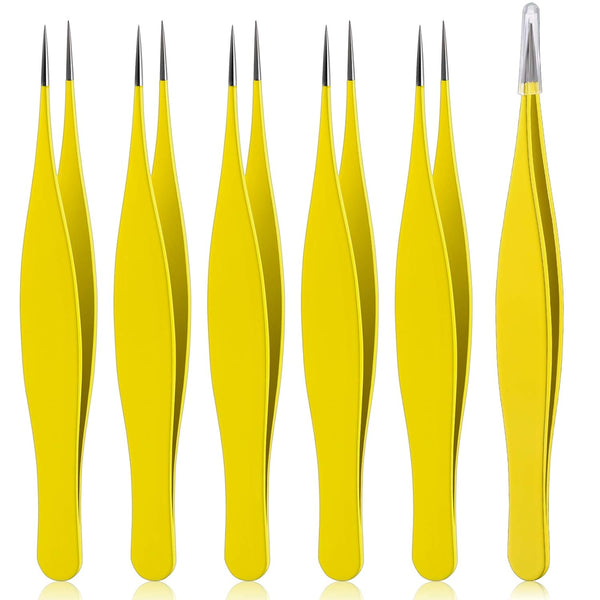 Honoson 6 Pieces Tweezers for Ingrown Hair Remover, Pointed Blackhead Remover Stainless Steel for Facial Hair
