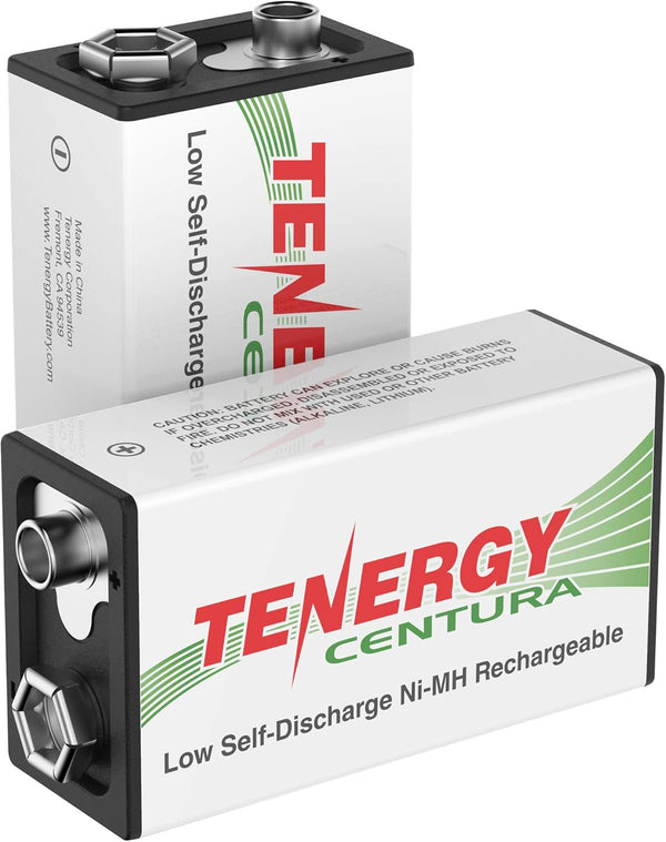 Tenergy Centura 9V NiMH Rechargeable Batteries, 200mAh Low Self-Discharge Square Battery for Smoke Alarm (2 Pack)