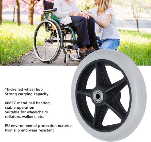6 Inch Aramox Solid Wheel Replacement for Rollator Walker Wheelchair Medical Mobility Equipment with PU Material
