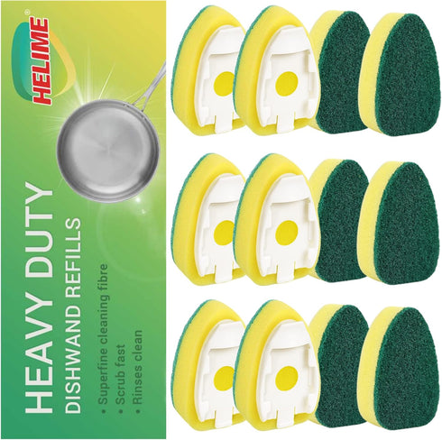 Dishwand Refills Sponges Heads, Non Scratch Dish Wand Replacement, Heavy Duty Scrub Dots Brushes for Kitchen