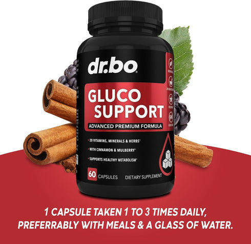 Gluco Support Supplement Capsules - 60 Pills | Boost Metabolism with Chromium, Cinnamon, Bitter Melon