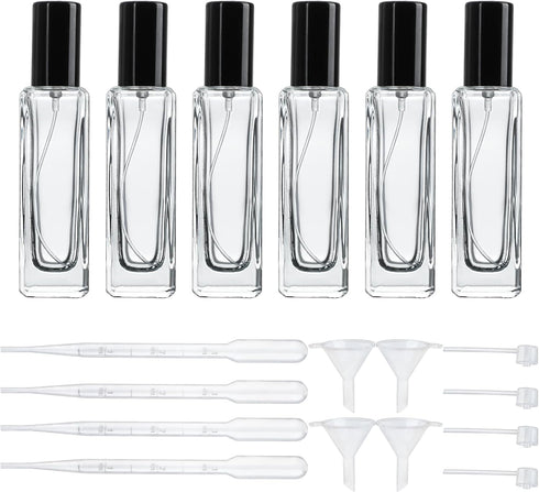 YU FENG 6 Pack Clear Glass Perfume Sprayer Bottle, 30ml Portable Fine Mist Sprayer, Empty Refillable Travel