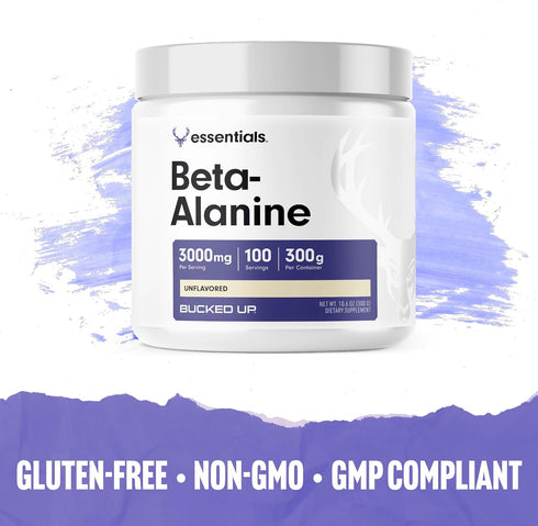 Bucked Up Beta Alanine Powder, 300mg, Non-GMO, Gluten-Free, Unflavored (100 Servings)
