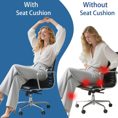 Triforde Tailbone Ergonomic Memory Foam Seat Cushion - Relieves Sciatica, & Back Pain | for Office Chair & Wheelchair |