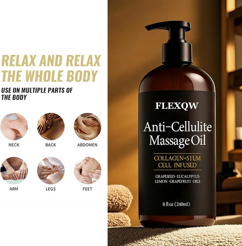 Lymphatic Drainage Massage Oil with Frankincense Essential Oil, Natural Anti Cellulite Body Oil for Massage Therapy