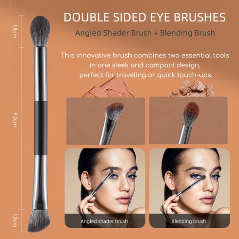 ENERGY Travel Eye Makeup Brush Set, 4PCS Eyeshadow Blending Eyeliner Kit with Portable Mirror Case