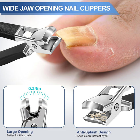 Toenail Clippers for Seniors, Wide Jaw Opening Heavy Duty Nail Clippers Set for Men and Women, 5 Pcs