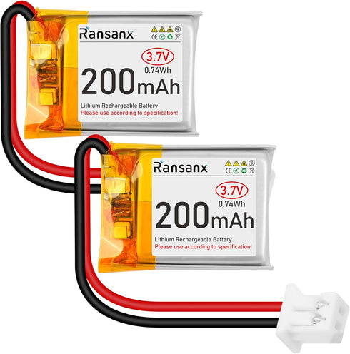 Ransanx 3.7V Lipo Battery 200mAh 502025 Rechargeable Lithium Polymer Battery with Micro JST