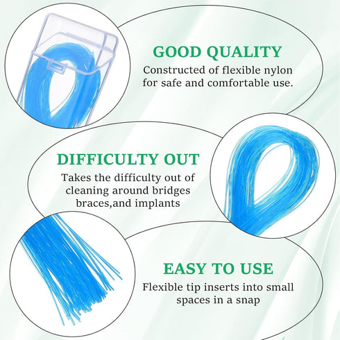 200 Pcs Dental Floss Threaders, Deep Clean Floss for Braces, Nylon Loop Design for Oral Care Tools