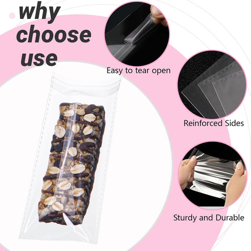 ROSPAKTEK 50Pack 3x6Inches Packaging Packaging Granola Bar Bags Cakesicle Bags Rice KrispiesTtreats Individually