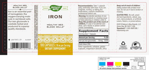 Nature's Way Iron | 18mg Per Serving | Supports Healthy Red Blood Cells | 100 Capsules