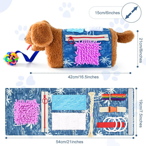 SOFWO Fidget Blanket and Muff Dog for Adults with Dementia, Alzheimers Dementia Activities Products for Elderly