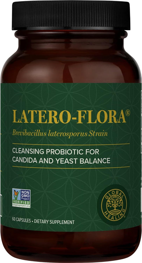 Global Healing Latero-Flora, Probiotic Supplement for Gut Health, Digestion & Candida Cleanse Support - 60 Vegan