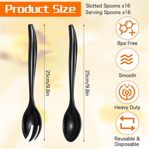 Leooomap 32-Piece Pack Set, 16 16 9.8-Inch of Large Plastic Spoons and Forks Spoons & Forks, Durable PP Cutlery