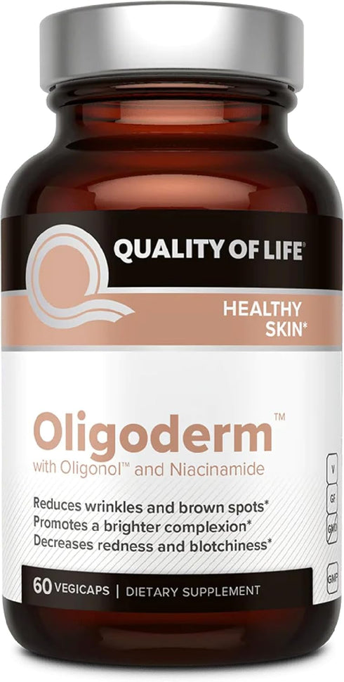 Quality of Life Oligoderm - Premium Skin Support Supplement with Oligonol & Niacinamide, 60 Capsules