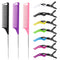 Rat Tail and Parting Combs with 3 Metal Teasing Combs and 7 Professional Sectioning Hair Clips