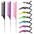 Rat Tail and Parting Combs with 3 Metal Teasing Combs and 7 Professional Sectioning Hair Clips