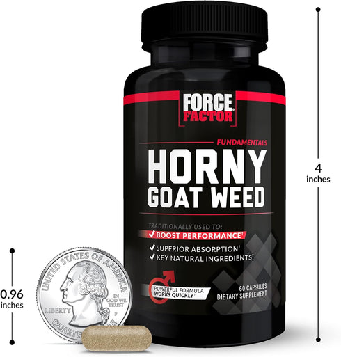 Force Factor Horny Goat Weed for Men - 750mg Natural Male Drive & Vitality Supplement, 60 Capsules