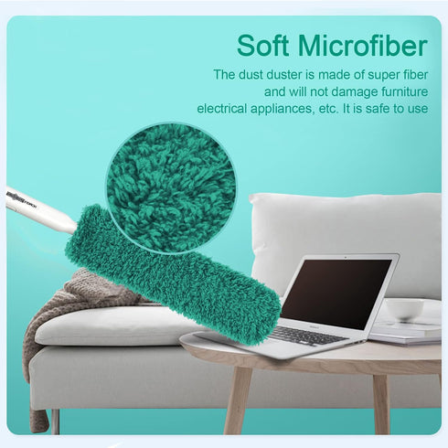 Microfiber Duster, Washable Dusters with Reusable Microfiber Head, Feather Duster for Cleaning Cobweb, Blinds,