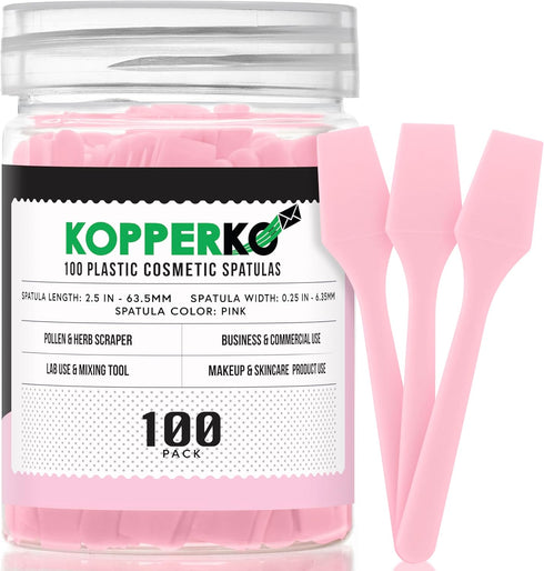 100 Pack 2.5 Inch Cosmetic Spatulas, Small Plastic Spatula for Cosmetics, Creams, and Crafts (Pink)