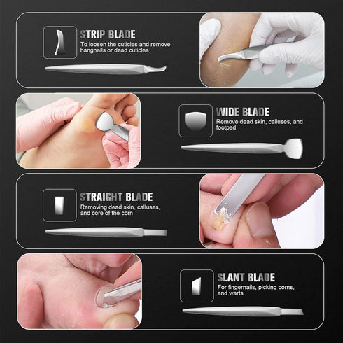 FERYES Pedicure Knife Ingrown Toenail Kit, 4 PCS Professional Tool Kit with Leather Case