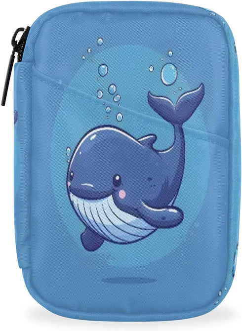 Honeybaby Cute Blue Whale Pill Case Bag Portable Weekly Pill Organizer Travel Pill