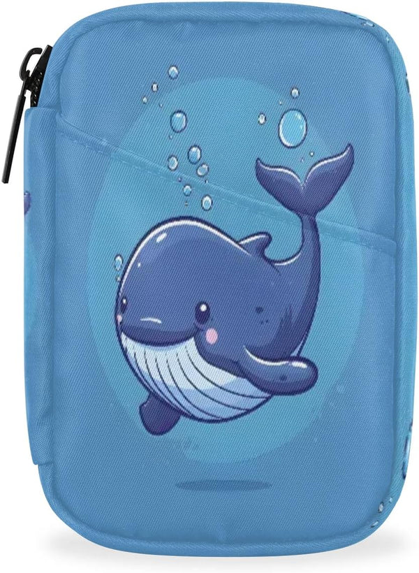 Honeybaby Cute Blue Whale Pill Case Bag Portable Weekly Pill Organizer Travel Pill