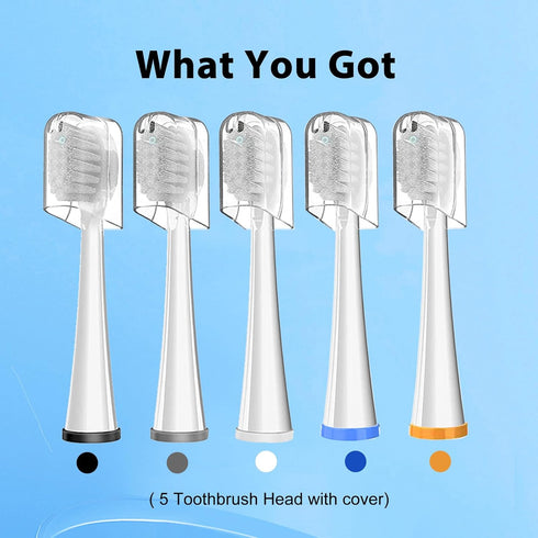 Replacement Brush Heads for Waterpik Sonic Fusion 2.0 Flossing Toothbrush, Compact, 5 Count, White, Hard Bristles