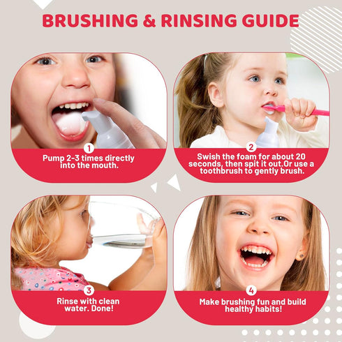 NOHOO Fluoride Free Foam Toothpaste Kids Fruit Flavour,Natural Training Toothpaste for Baby Toddler Children Oral