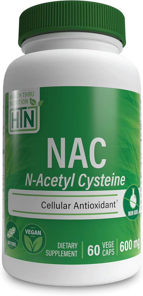 Health Thru Nutrition NAC N-Acetyl-Cysteine 600mg | 60 Vegan Capsules | Purest NAC Supplement for Lung, Liver &