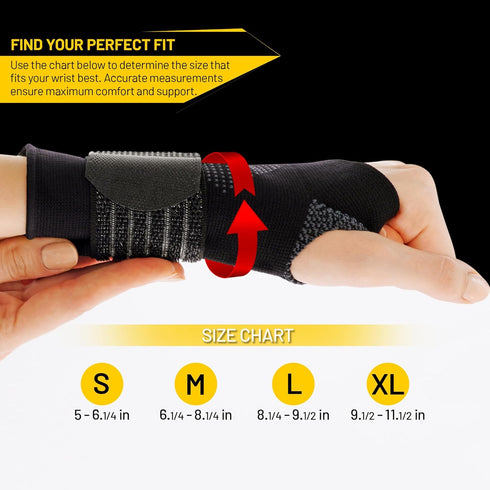 invera 1, Adjustable Wrist Support Brace, Compression Sleeve, Unisex Wrist Protection Sleeve with Straps for Sprain