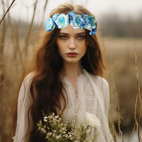 Vivivalue Floral Crown Flower Garland Headband, Floral Headpiece Halo for Wedding Party Photos