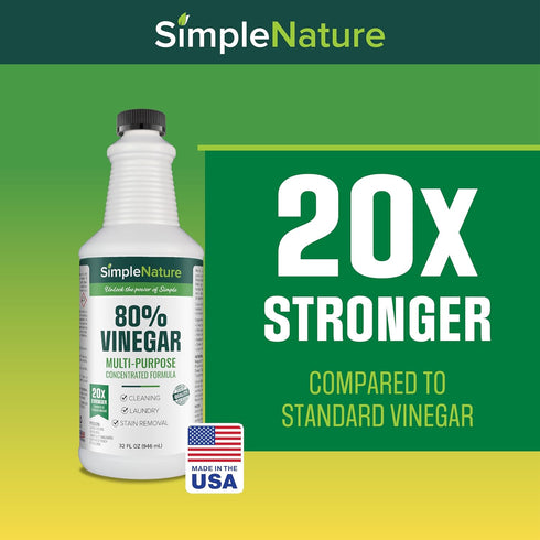 SimpleNature 80% (32 oz) Vinegar fl - Super Concentrated Vinegar for Heavy-Duty Cleaning Power for Home & Patio