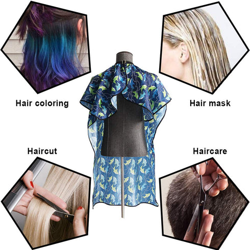 Kids Haircut Cape and Neck Duster Brush Set, Professional Barber Hairbrush and Dolphin Hairdresser Apron, 47x39 inch