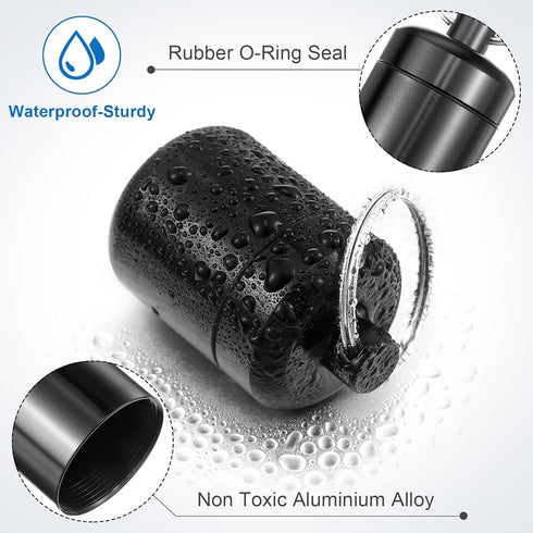 4 Pack Ear Plug Carrying Case Keychain, Waterproof Metal Small Pill Holder for Earplugs, Pills, Jewelry (Black, Blue)