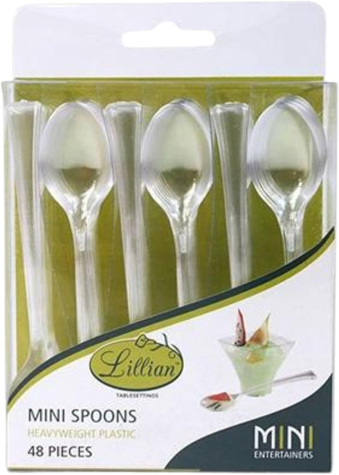Lillian Tablesettings Mini Spoon | Clear | 48 Count Plastic Serve-ware (Spoons)