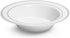 Silver Rimmed White Bowls, 5 Ounce, 50 Count, Hard Plastic, Disposable or Reusable Dessert, Salad, Cereal, Pasta Bowls