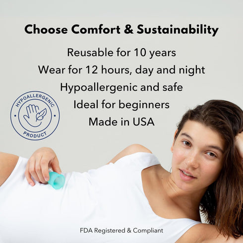 Lena Sensitive Menstrual Cup – Soft Reusable Period Cup, Alternative to Tampons, Period Underwear, and Pads, Large,