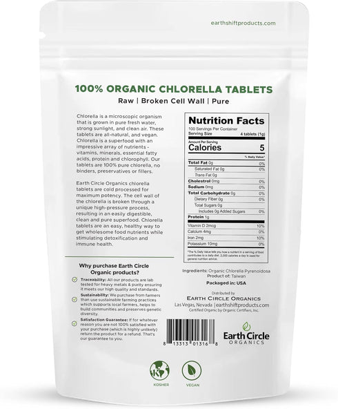 Organic Chlorella Tablets 400 Count | High Potency Superfood | Chlorophyll Pills from 100% Pure Green Algae | Vegan,