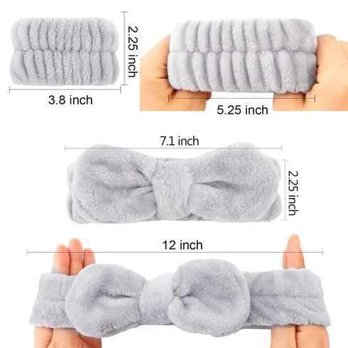 WHAVEL 6PCS Spa Headband and Wristband Set, Face Wash Headband Makeup Skincare Headband Wrist Bands for Washing Face