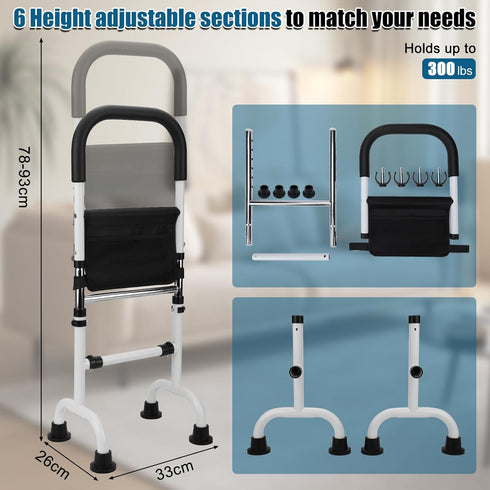 ZWPARTS 6 (30.7-36.6") 300lb Stand Assist Aid for Elderly - Adjustable Heights Capacity, Carbon Steel Frame, Non-Slip