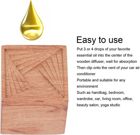 PinzqTrading 8 Pcs Rosewood Essential Oil Diffuser, Wood Aromatherapy Diffuser for Car Bedroom Office, Natural Wood