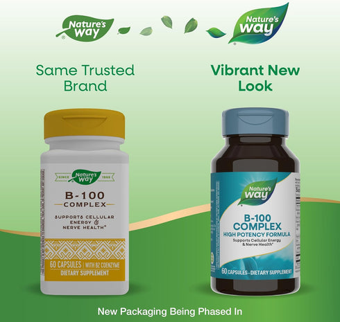 Nature's Way B-100 Complex, Supports Cellular Energy and Nerve Health, 60 Capsules