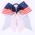 Red White and Blue American USA Flag Cheer Bows for Girls, Patriotic Festival Hair Bow with Elastic Band