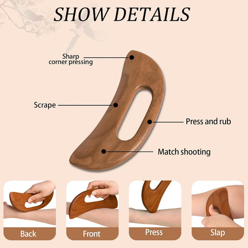 Mozeat Lens Wooden Cellulite Massager, Body Guasha Tool Lymphatic Drainage Massager Muscle Scraper Back Massage Tool