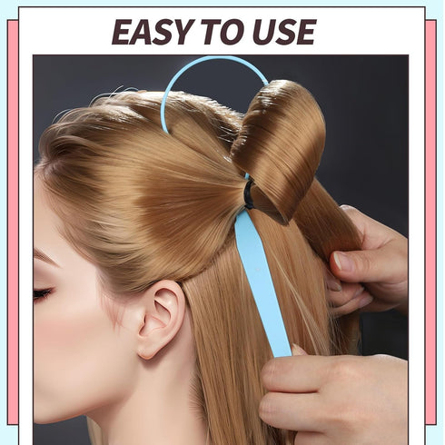 Teenitor 4pcs Pony Hair Tail Tools - Hair Loop Styling Tool for Women and Girls, Light Blue/Pink