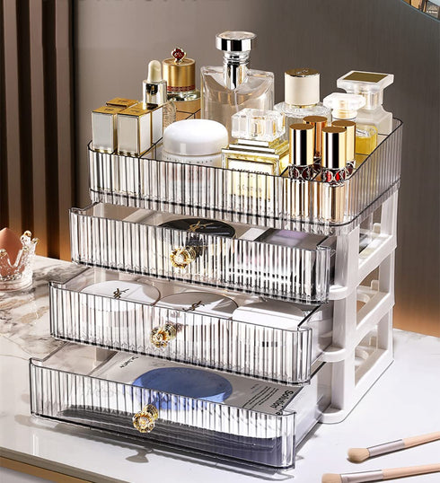 MIUOPUR Makeup Organizer with 3 Large Drawers, Ideal for Bathroom and Bedroom Vanity Storage