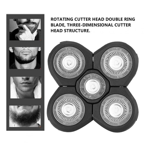 Universal Electric Beard Shaver Carver - 5 Blade Rotating Head Replacement Shavers for Men Grooming Kit