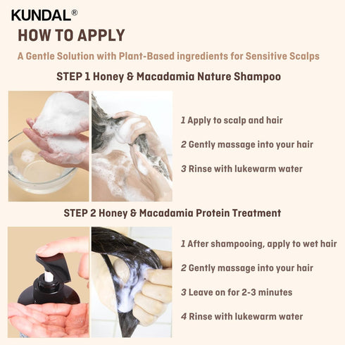 KUNDAL Premium Hair Care Set with Natural Shampoo & Conditioner, 500ml Each, Baby Powder Scent