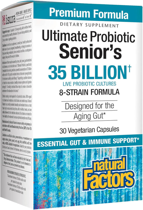 Natural Factors Ultimate Probiotic for Seniors, 30 Capsules, 8 Strains, 35 Billion CFU, Digestive & Immune Support
